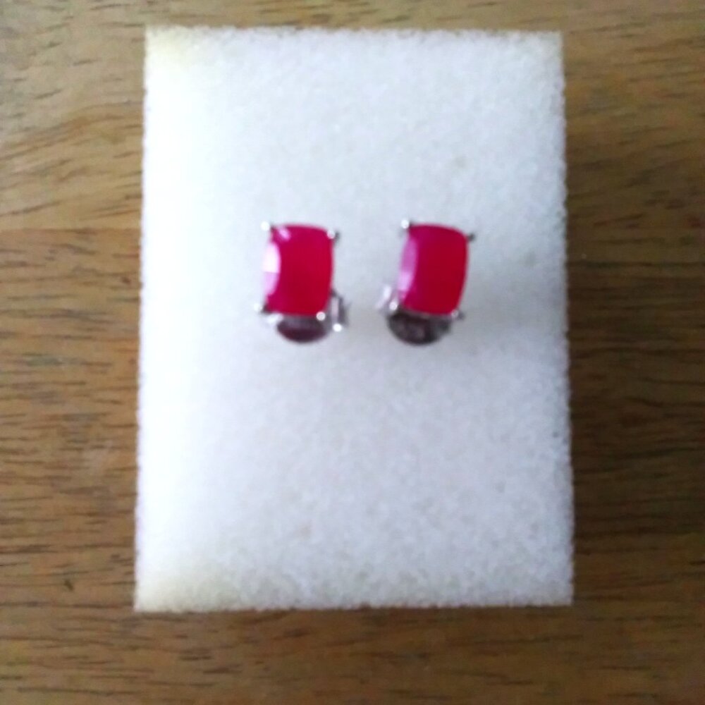 Pink Onyx Stud Pierced Earrings